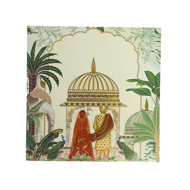 Punjabi Wedding Invitation Card with Traditional Couple Design - 2502