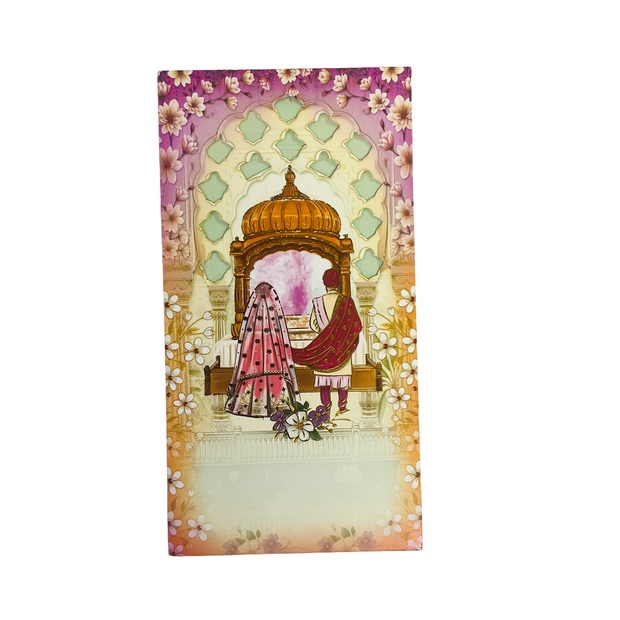 Floral Anand Karaj Punjabi Wedding Invitation Card - 2512
