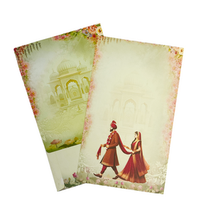 Traditional Floral Couple Punjabi Wedding Card - 2513