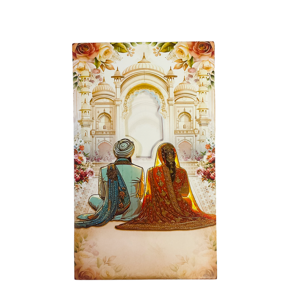 Royal Sikh Couple Design Wedding Card - 2514