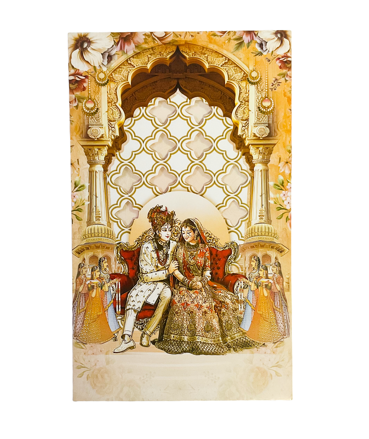 Traditional Couple & Floral Design Wedding Card - 2517