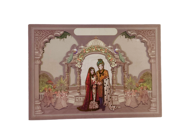 Elegant Palace & Bride Groom Wedding Card - 2519