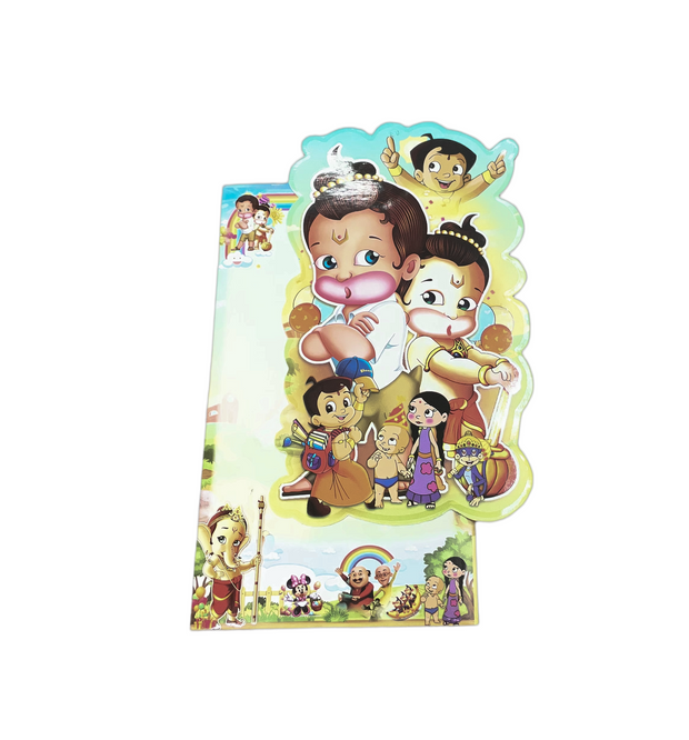 Little Krishna & Chhota Bheem Kids Birthday Invitation Card - 4017