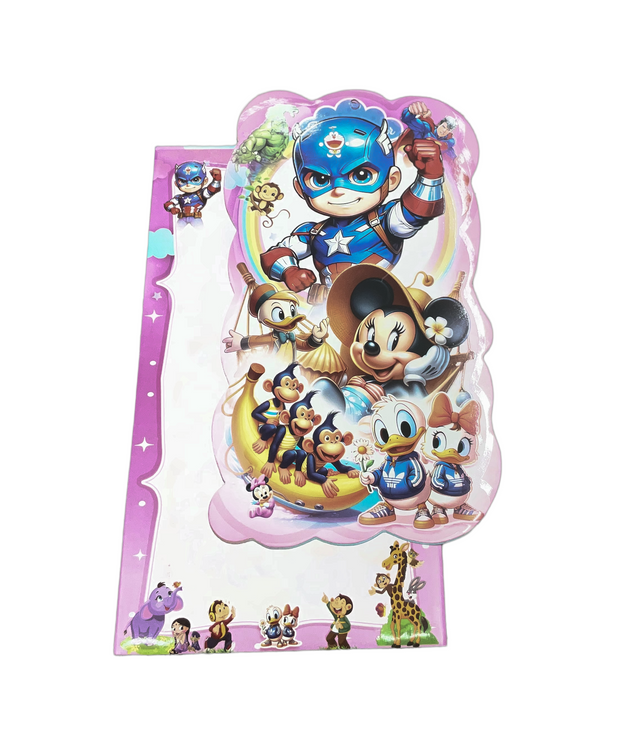 Captain America & Disney Cartoon Kids Birthday Invitation Card - 4018