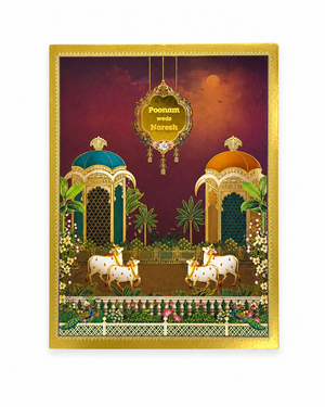 Royal Palace Theme Wedding Card with Gold Foil Finish - A-106