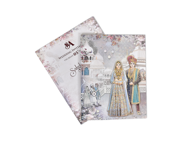 Royal Pastel Bride & Groom Wedding Card - A-204