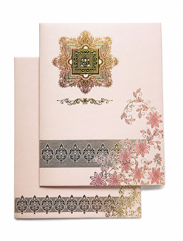 Elegant Blush Pink Floral Wedding Invitation Card - AC-030