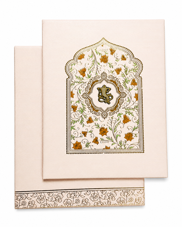 Premium Ivory Floral Wedding Card with Designer Envelope - AC-037
