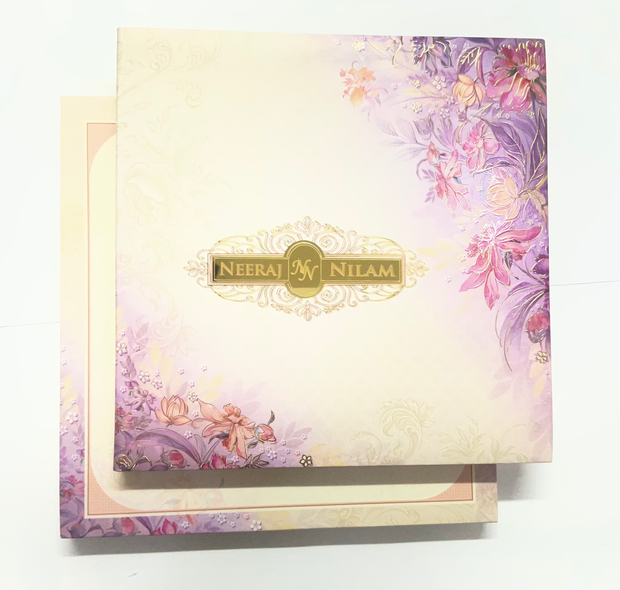 Luxury Lavender Floral Wedding Invitation Box - AC-417