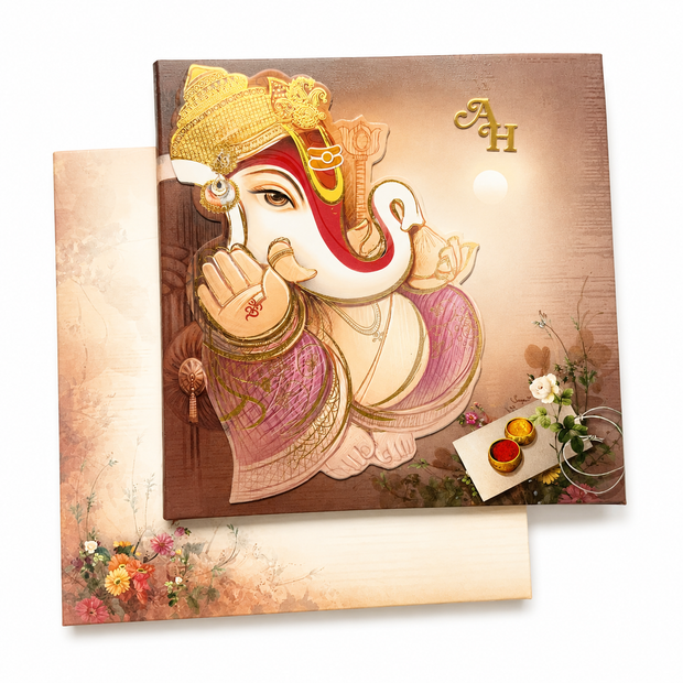 Luxury Lord Ganesha Wedding Invitation Card - AC-423