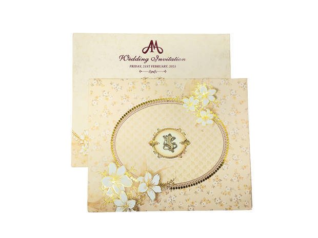 Elegant Cream & Gold Floral Wedding Card - AC-476