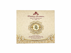 Elegant Cream & Gold Floral Wedding Card - AC-476