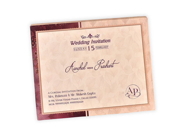 Elegant Purple Floral Wedding Invitation with Golden Foil Accents - AC-508