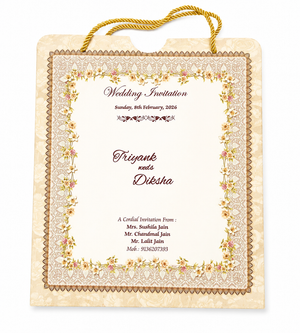 Premium Floral Wedding Invitation Box with Carry Bag - AC-517