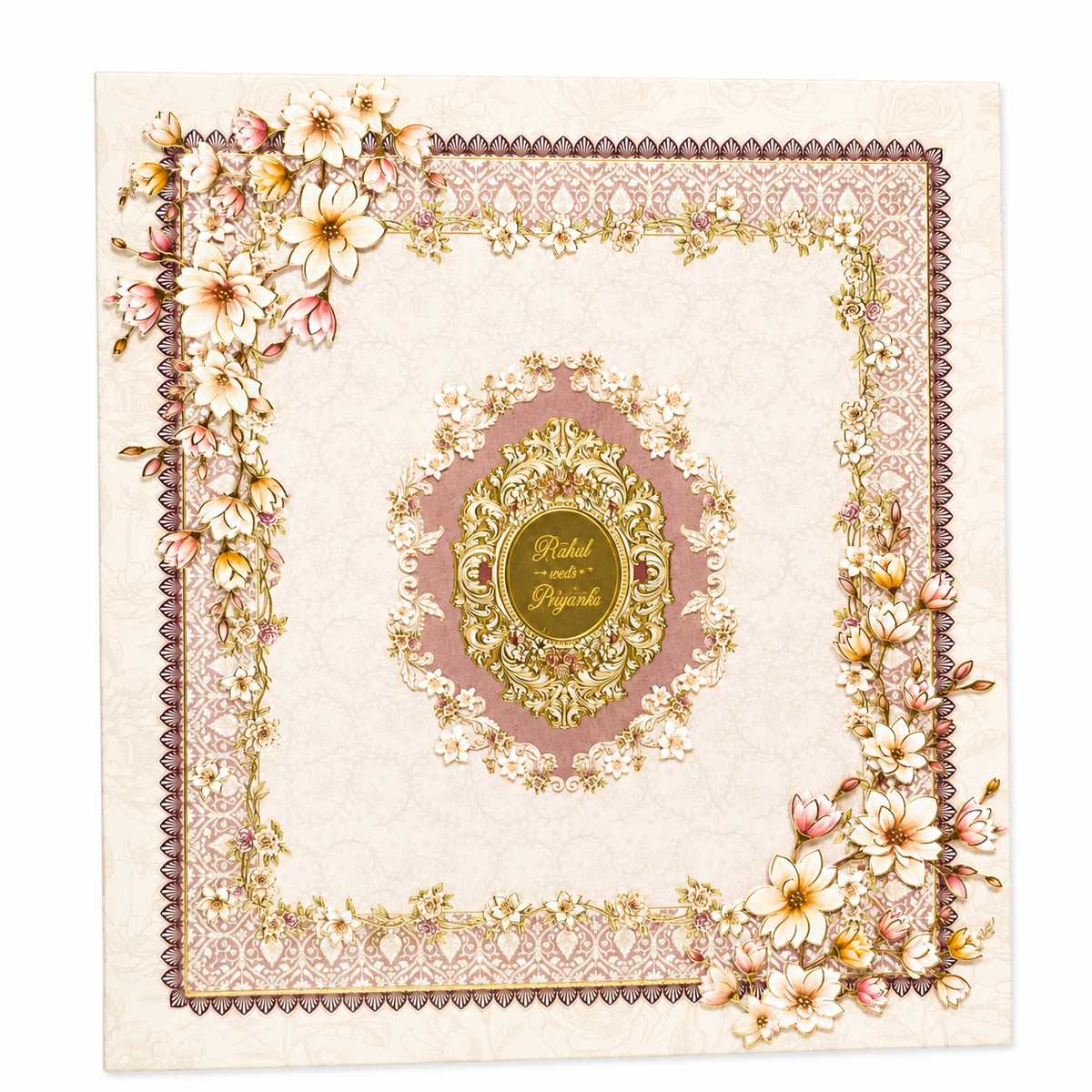 Premium Floral Wedding Invitation Box with Carry Bag - AC-517