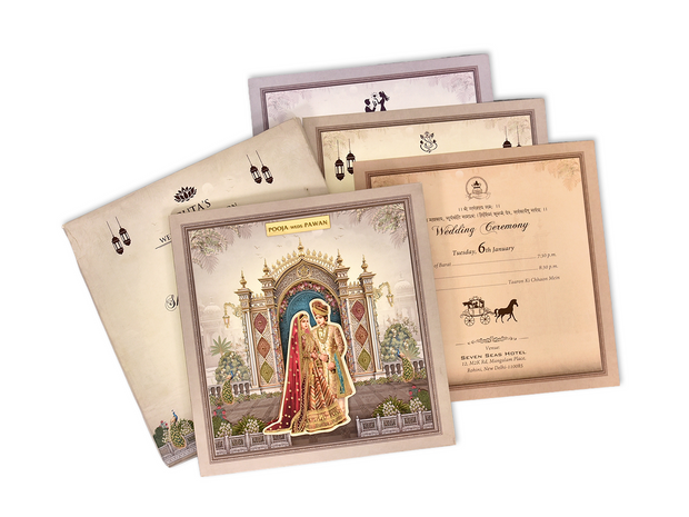 Regal Peacock Wedding Invitation with hi-punch - AC-528