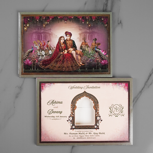 Royal Indian Bride Groom Wedding Invitation Card - AC-545