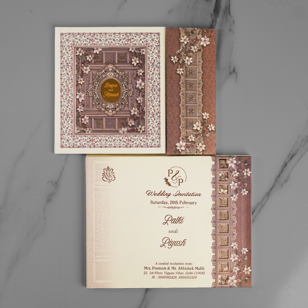 Elegant Floral Heritage Wedding Invitation Card - AC-550