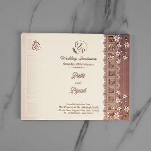 Elegant Floral Heritage Wedding Invitation Card - AC-550