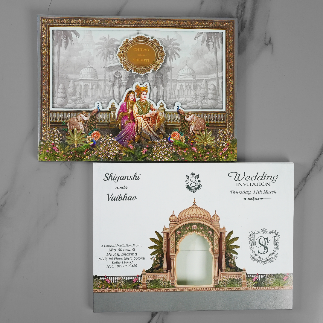 Royal Peacock Bride Groom Wedding Invitation Card - AC-552