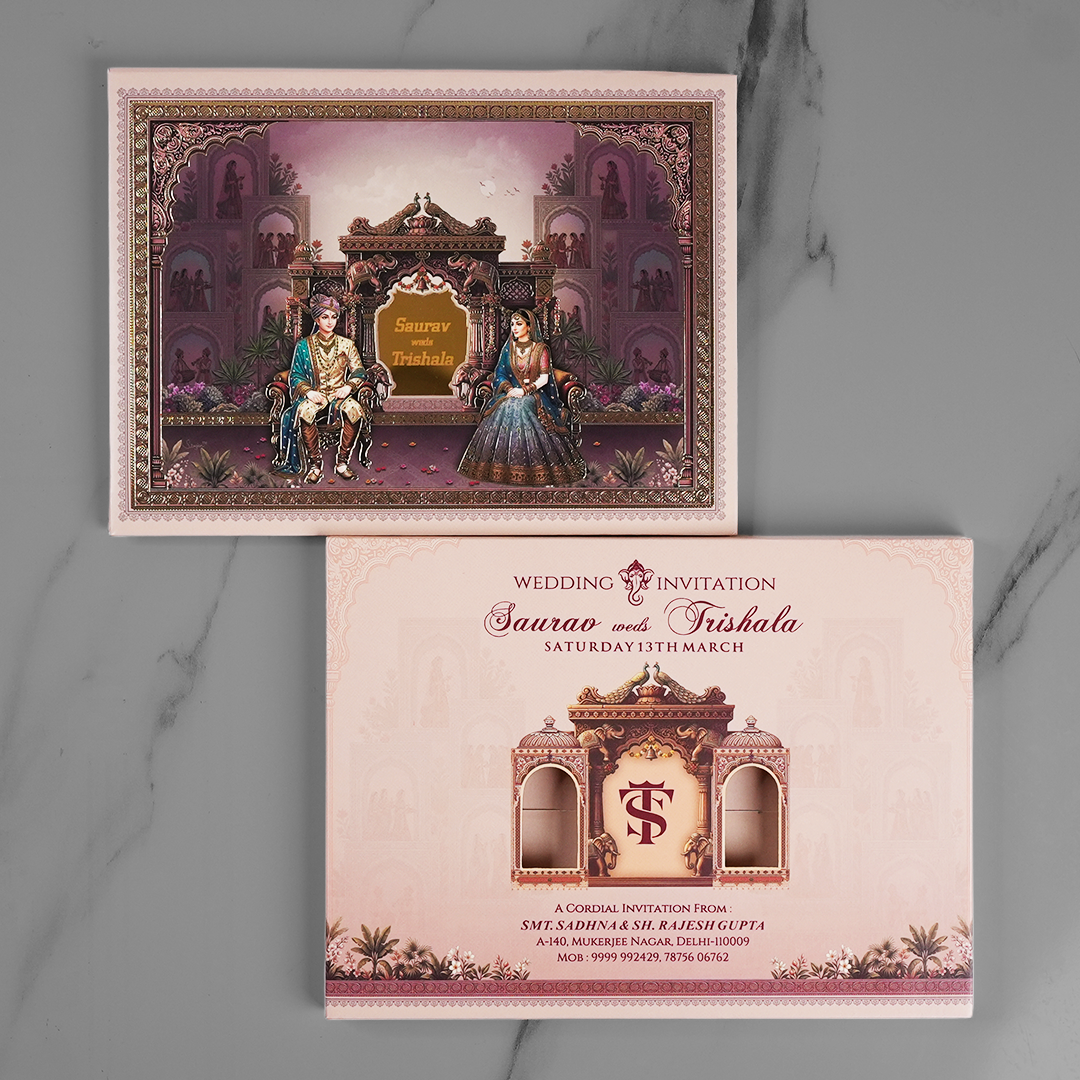 Royal Bride Groom Wedding Invitation Card - AC-555