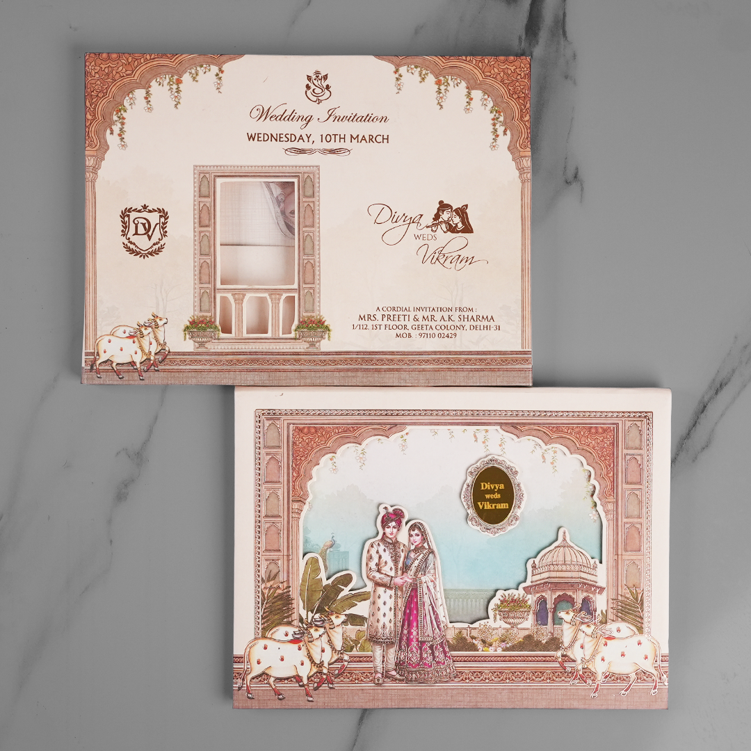 Traditional Bride Groom Wedding Invitation Card - AC-559