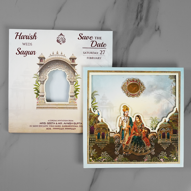 Royal Bride Groom Wedding Invitation Card - AC-562
