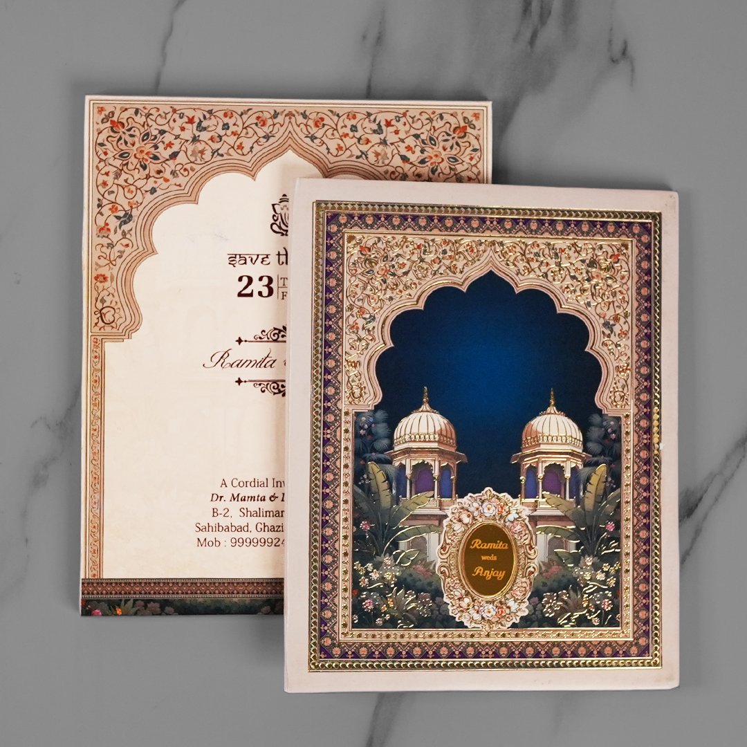 Royal Mughal Wedding Invitation Card - AC-563