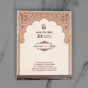 Royal Mughal Wedding Invitation Card - AC-563
