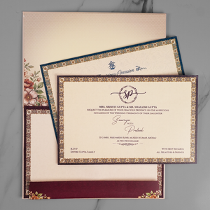 Elegant Burgundy Floral Wedding Invitation Card - AC-567