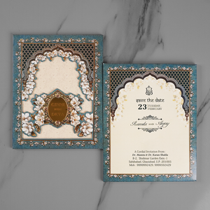Elegant Teal Floral Wedding Invitation Card - AC-577