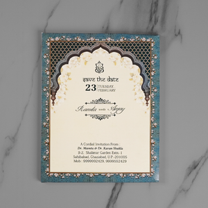 Elegant Teal Floral Wedding Invitation Card - AC-577