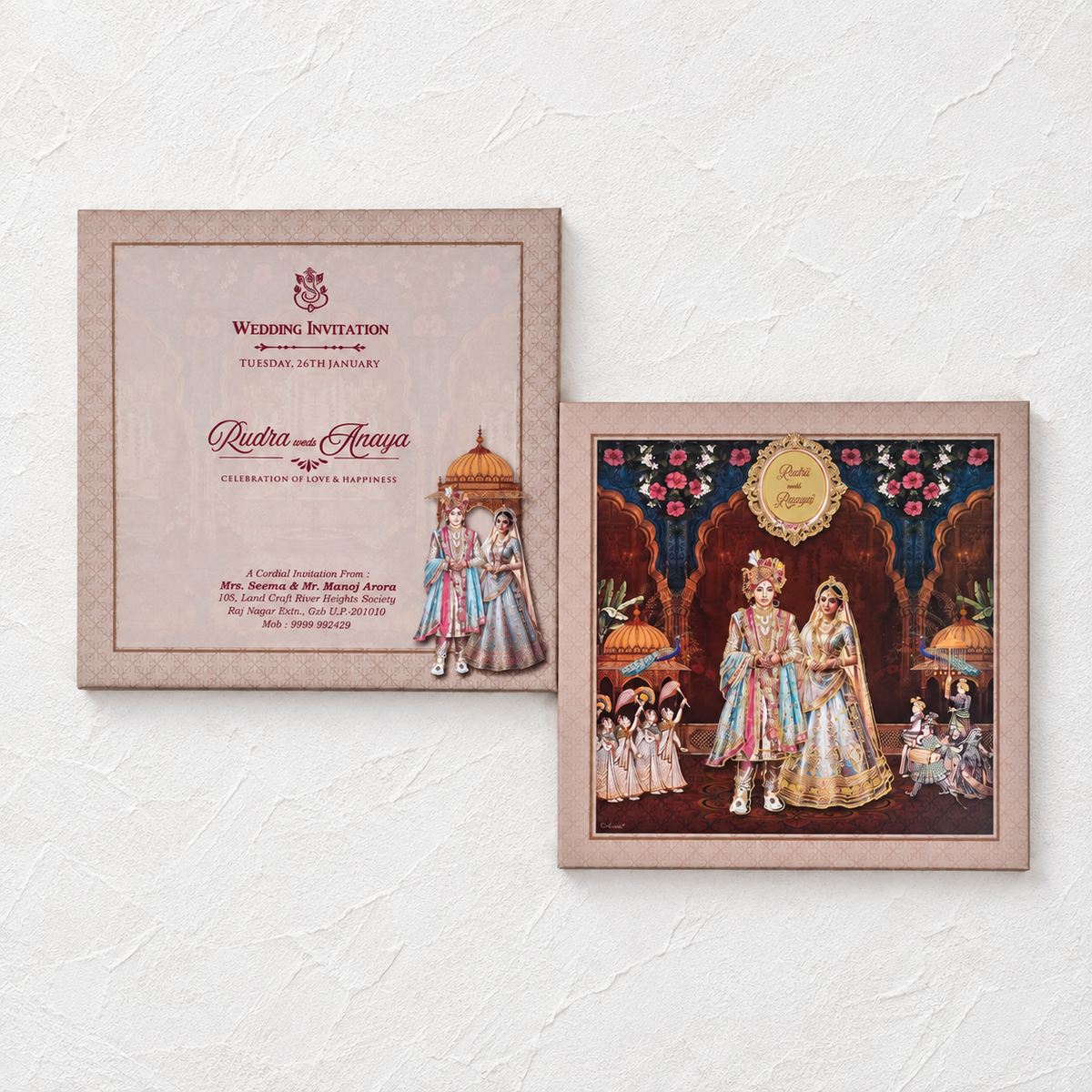 Royal Indian Couple Wedding Invitation Card - AC-579