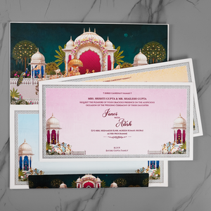 Royal Palace Bride Groom Wedding Invitation Card - AC-592