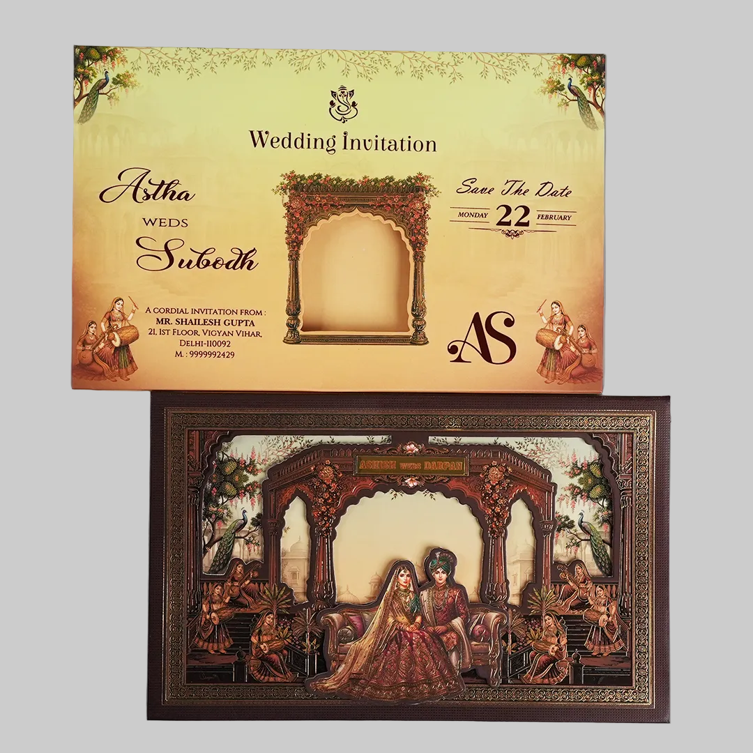 Royal Rajasthani Palace Wedding Invitation Card - AC-594