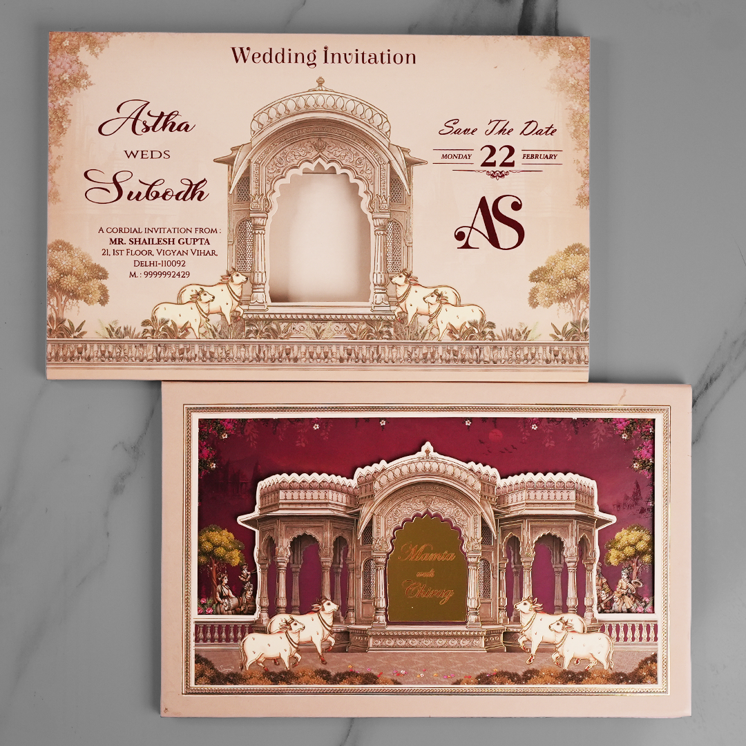 Royal Palace Theme Wedding Invitation Card - AC-595