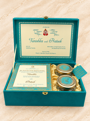 Luxury Teal Wedding Invitation Gift Box - BMG - 02