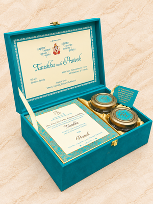 Luxury Teal Wedding Invitation Gift Box - BMG - 02