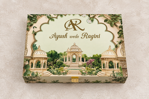 Elegant Ivory Garden Theme Wedding Invitation Gift Box - BMG - 03