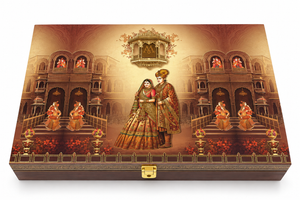 Royal Maroon Rajasthani Theme Wedding Invitation Gift Box - BMG - 04