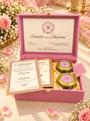 Elegant Pink Theme Wedding Invitation Gift Box - BMG - 05