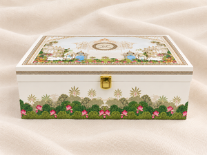 Elegant White Floral/Palace Wedding Invitation Gift Box - BMG - 06