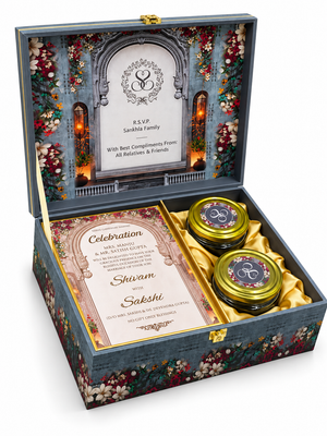 Royal Floral Couple Wedding Invitation Gift Box - BMG - 08