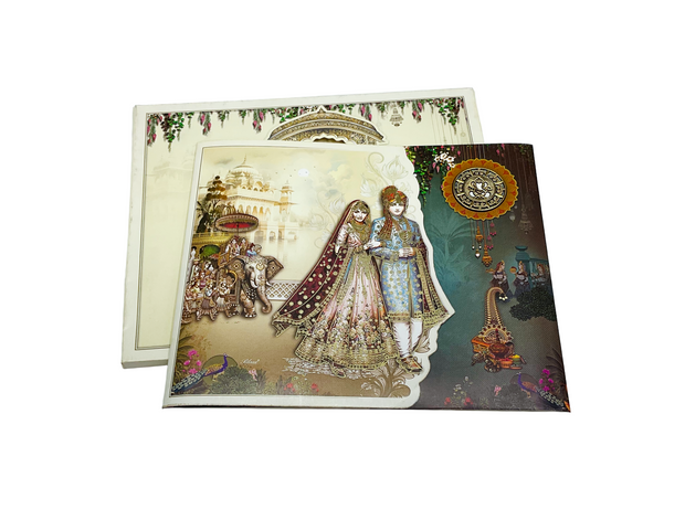 Royal Radha Krishna Wedding Invitation Card - C-005