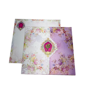 Lavender Floral Luxury Wedding Invitation Card - DK-016