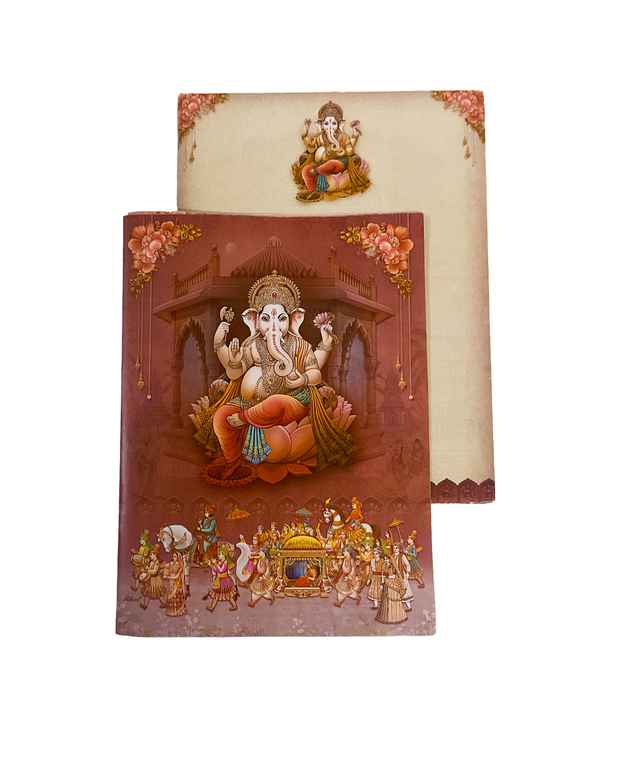 Royal Lord Ganesha Wedding Invitation Card with Traditional Baraat Design - G-080