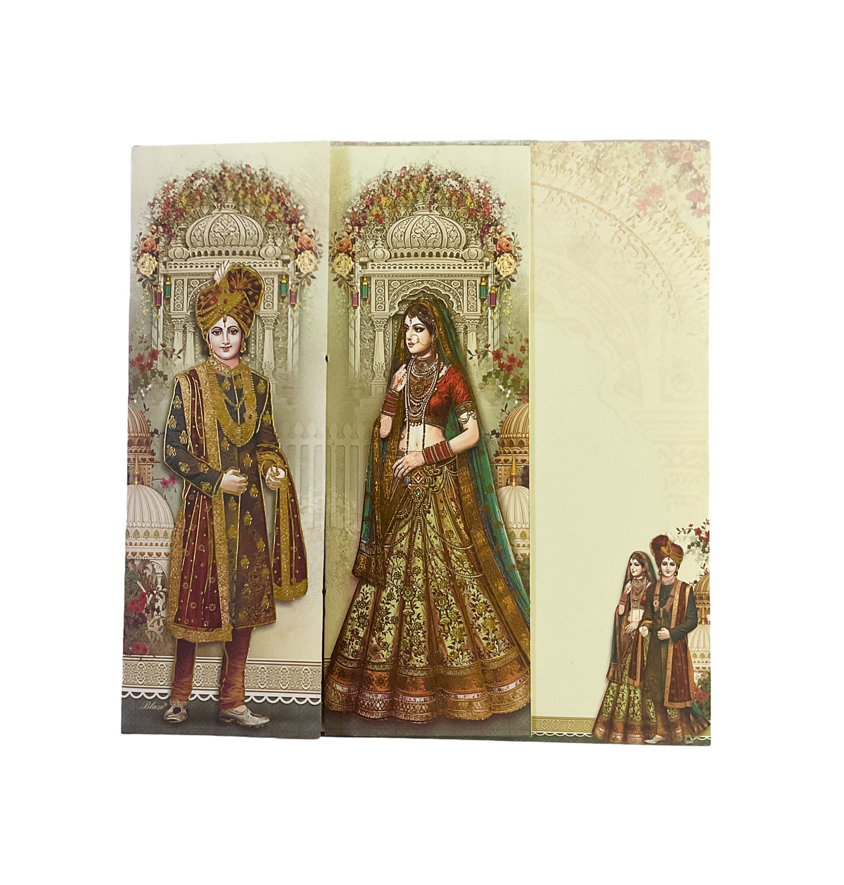 Royal Couple & Elephant Procession Wedding Card - G-085