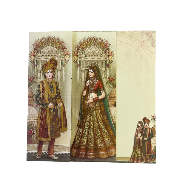 Royal Couple & Elephant Procession Wedding Card - G-085