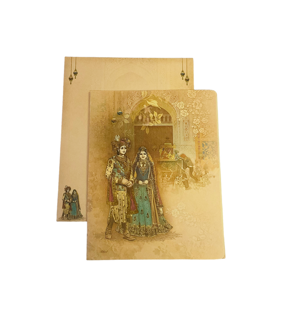 Royal Bride & Groom Vintage Palace Wedding Invitation Card - GK-002