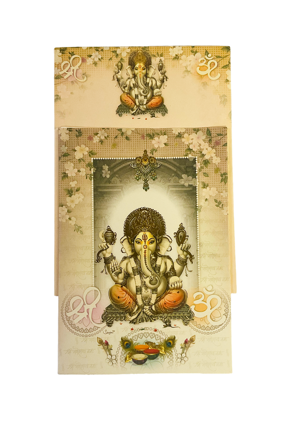 Elegant Ganesh Blessings Wedding Invitation Card - GK-005